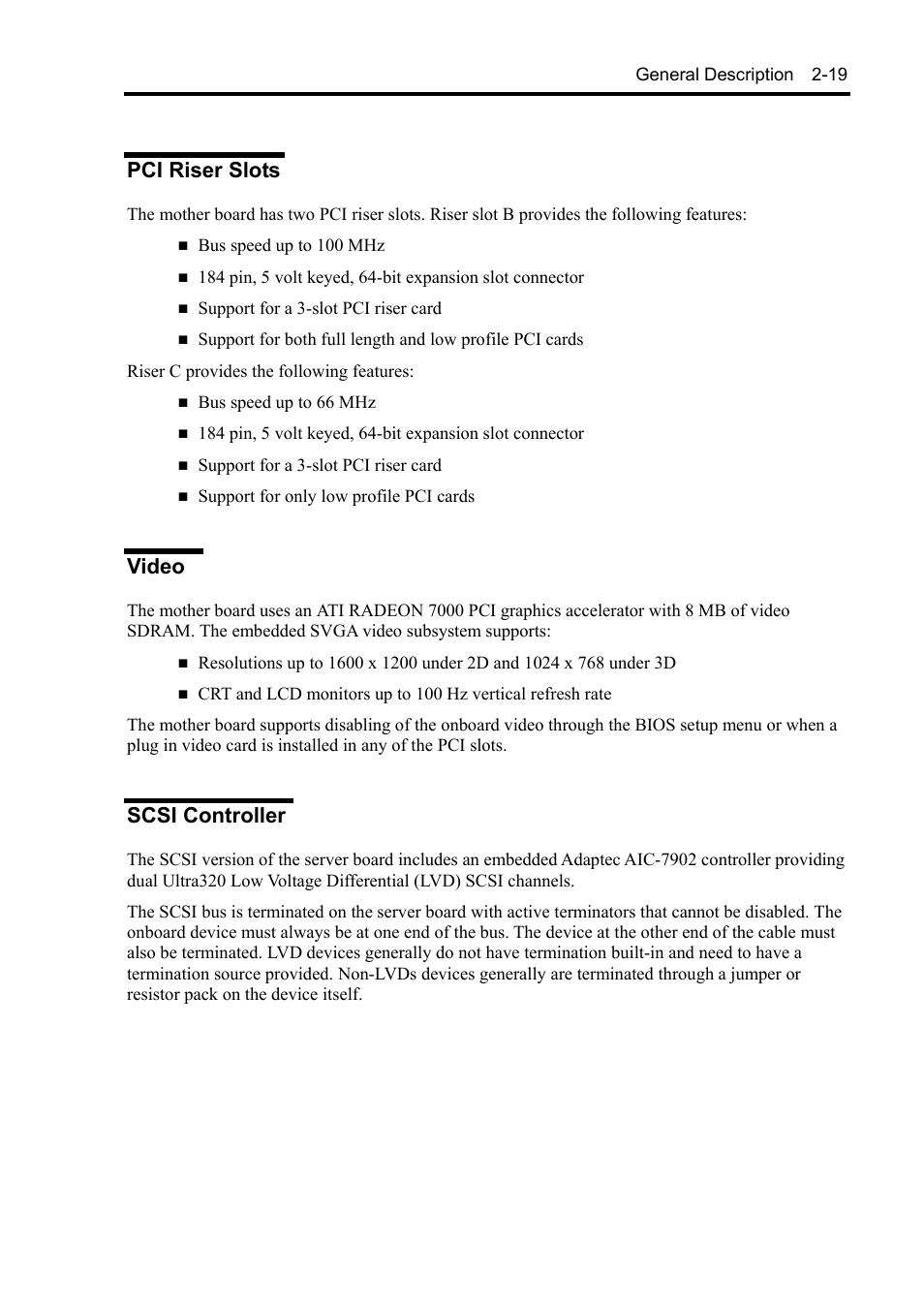 Pci riser slots, Video, Scsi controller | NEC Express5800/120Rh-2 N8100-1126F User Manual | Page 51 / 406