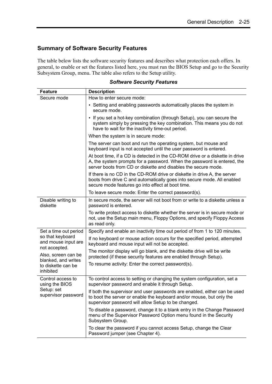 Summary of software security features | NEC Express5800/120Rh-2 N8100-1126F User Manual | Page 57 / 406