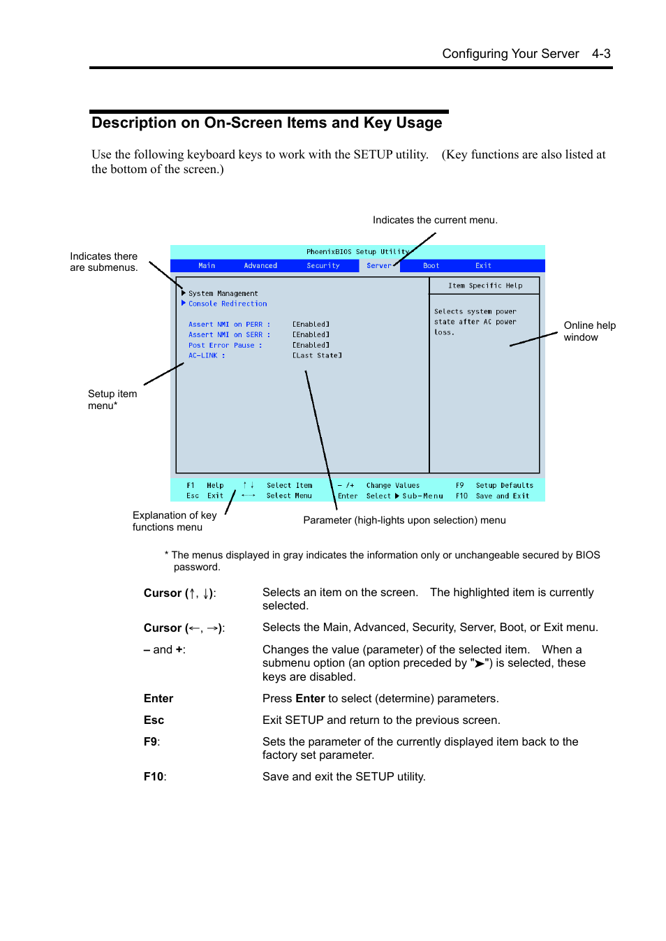 Description on on-screen items and key usage | NEC Express5800/120Rh-2 N8100-1126F User Manual | Page 99 / 406