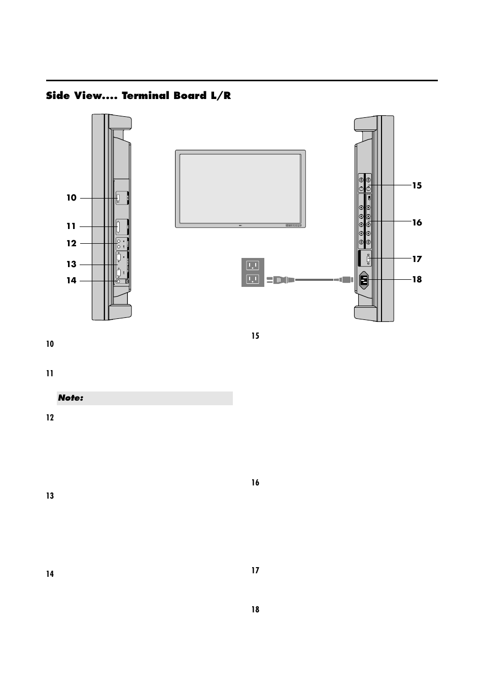 Side view.... terminal board l/r | NEC 42/50PD1 User Manual | Page 13 / 64