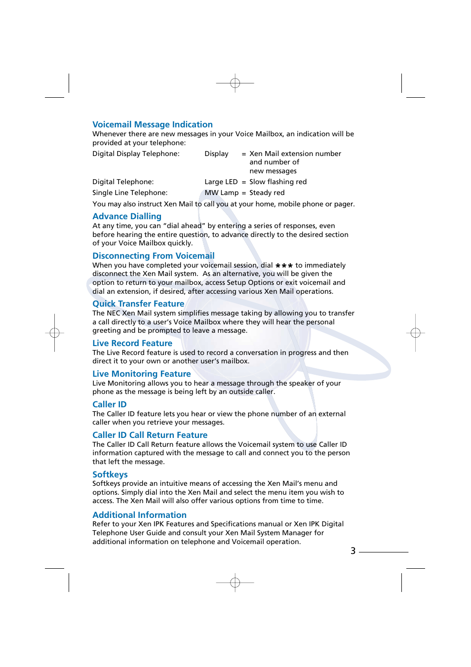 NEC Xen Digital Voicemail User Manual | Page 5 / 30