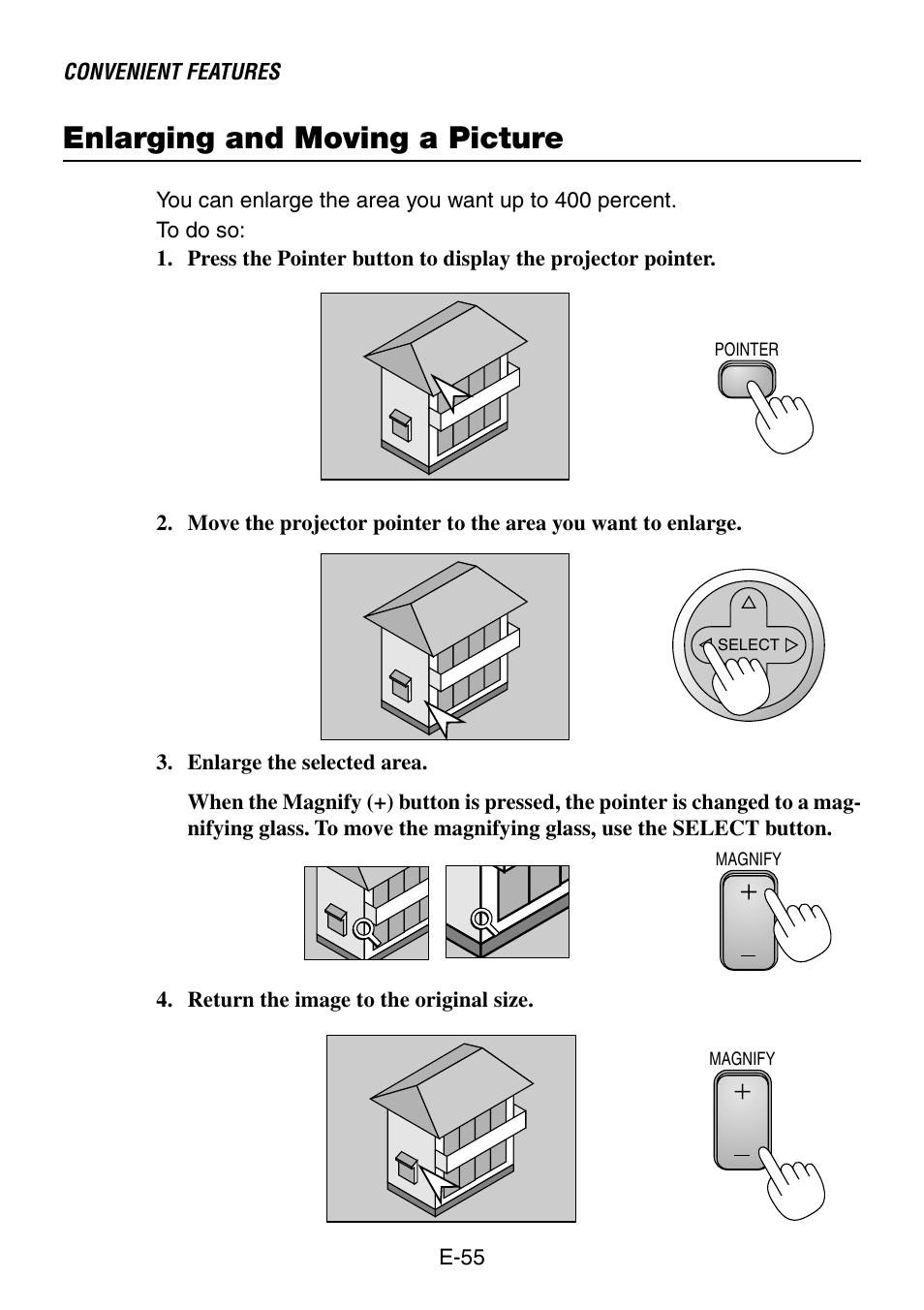 Enlarging and moving a picture | NEC LT240K User Manual | Page 55 / 152