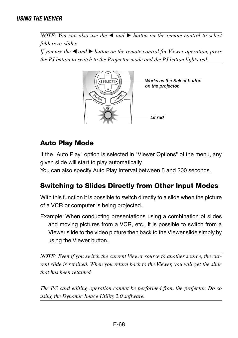 Auto play mode, Using the viewer | NEC LT240K User Manual | Page 68 / 152