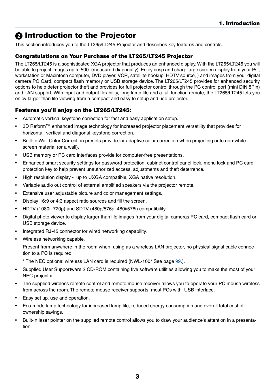2) introduction to the projector, ᕢ introduction to the projector | NEC LT265 User Manual | Page 10 / 145