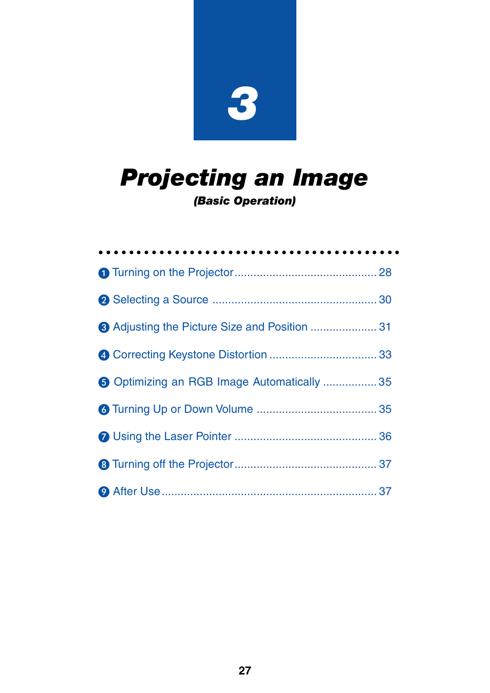 Projecting an image (basic operation), Projecting an image | NEC LT265 User Manual | Page 34 / 145