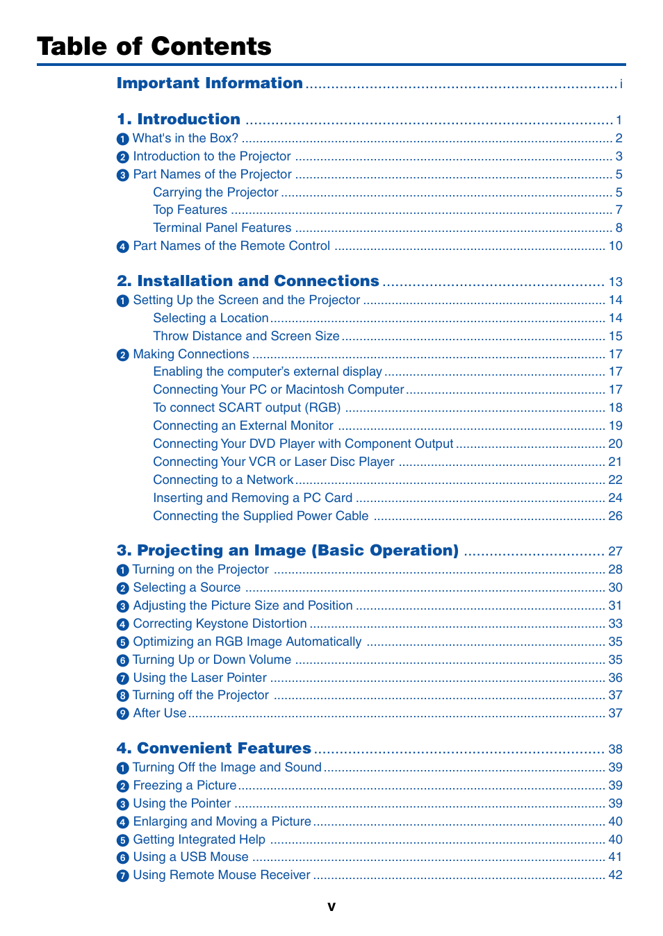 NEC LT265 User Manual | Page 6 / 145