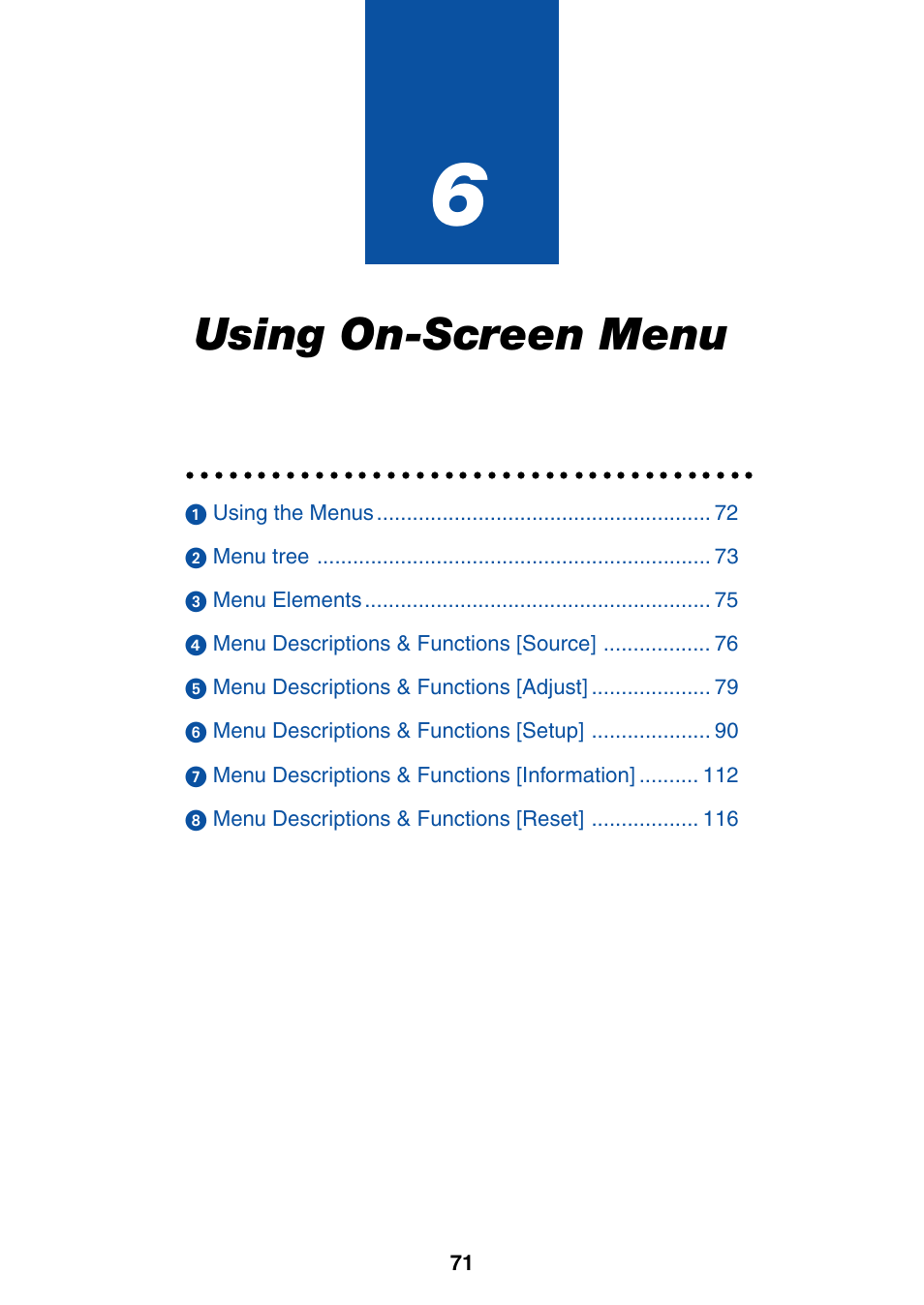 Using on-screen menu | NEC LT265 User Manual | Page 78 / 145