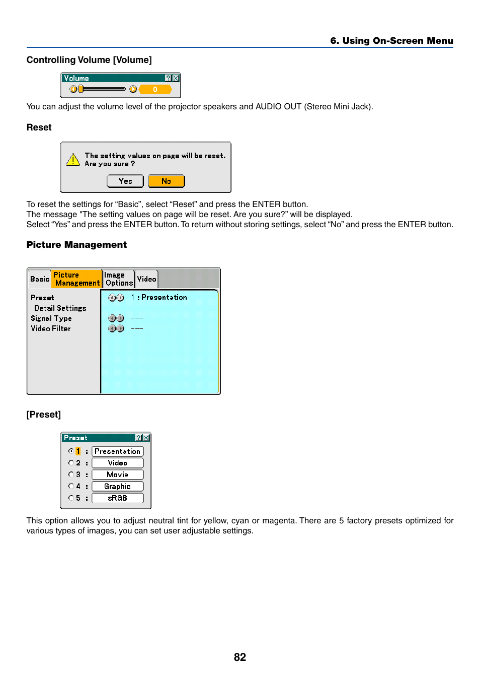 Picture management | NEC LT265 User Manual | Page 89 / 145