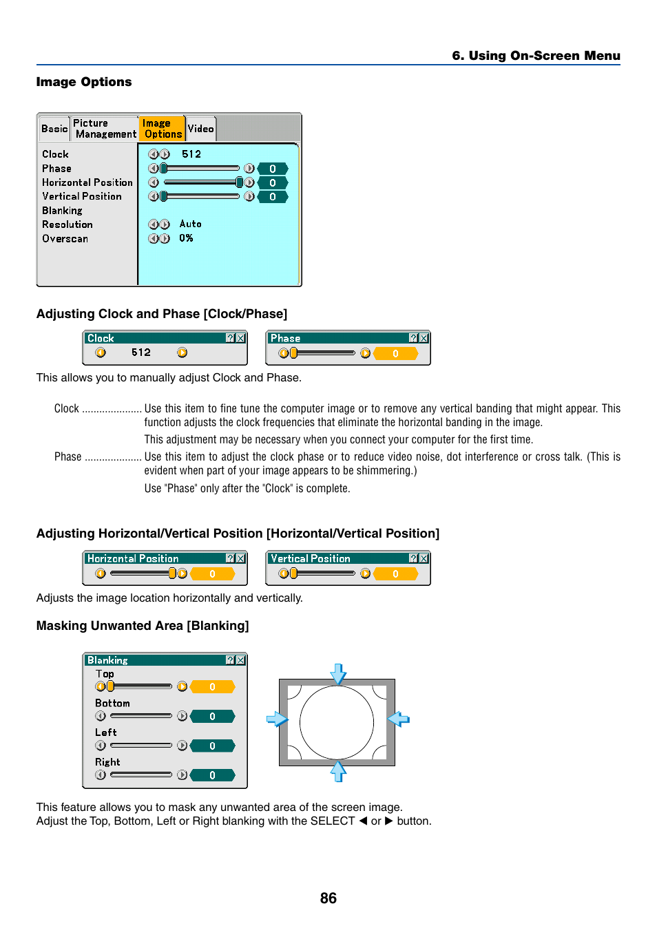 Image options | NEC LT265 User Manual | Page 93 / 145