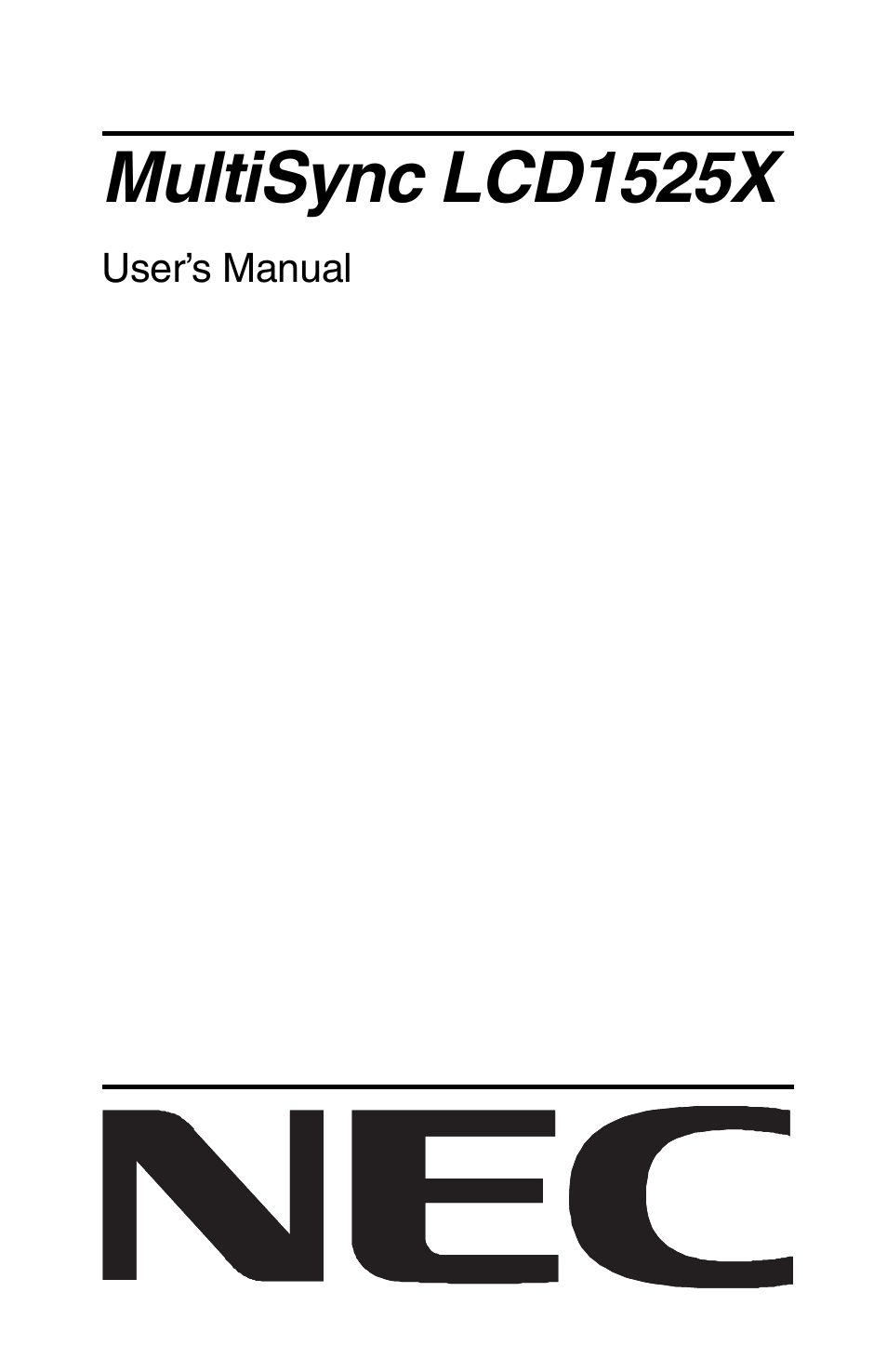 NEC LCD1525X User Manual | 30 pages