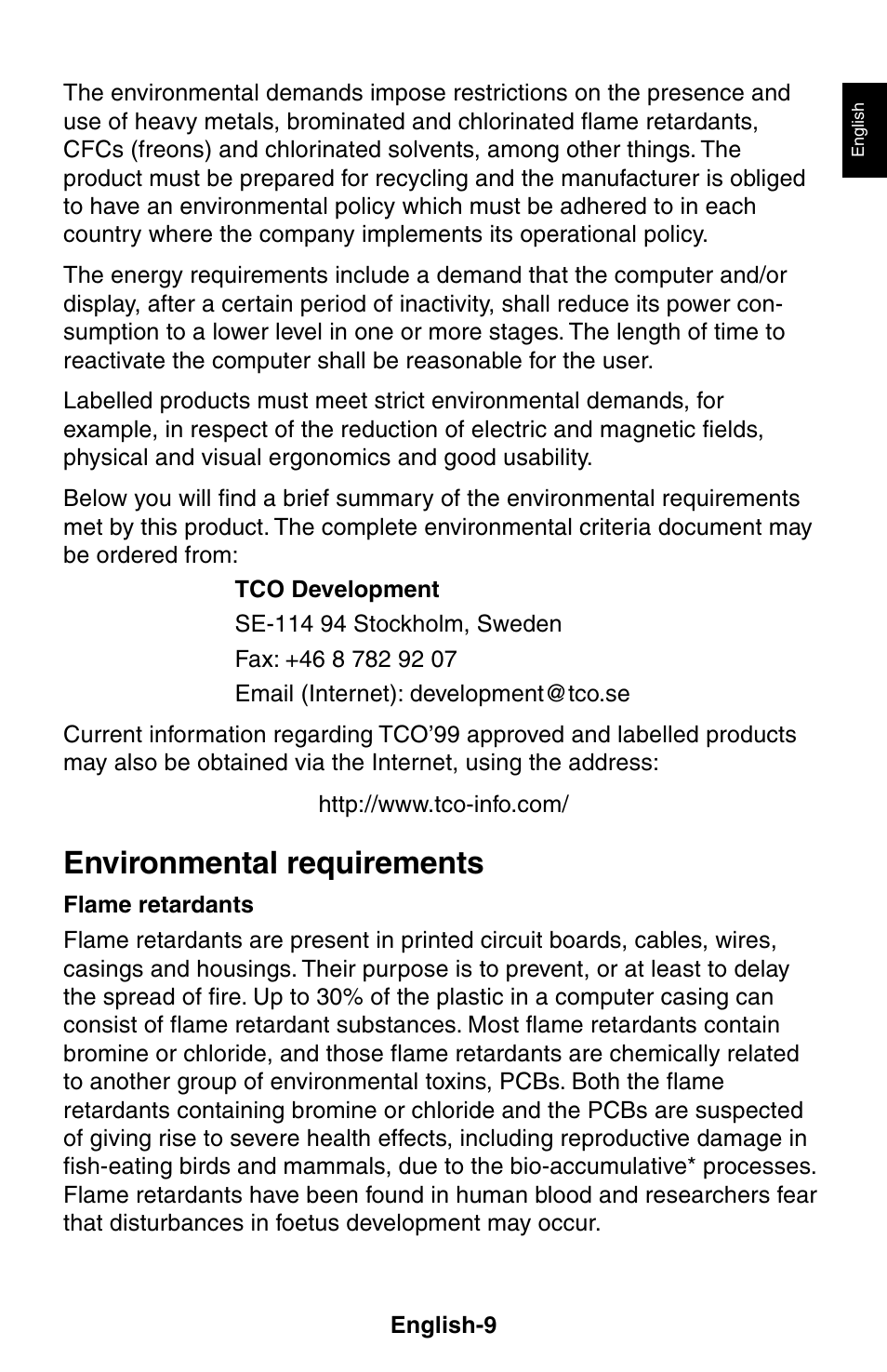 Environmental requirements | NEC LCD1525X User Manual | Page 10 / 30