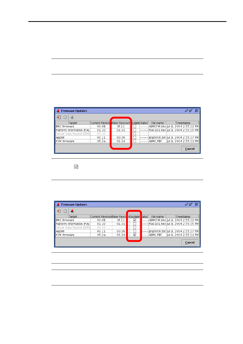 Checking revisions, Selecting update target | NEC 140He User Manual | Page 143 / 360