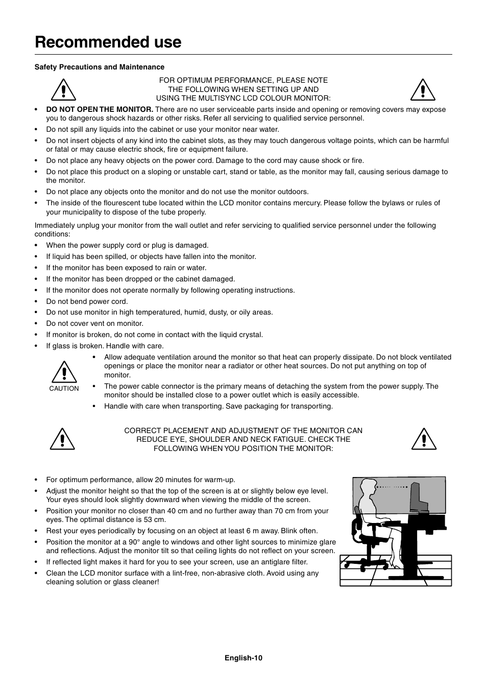 Recommended use | NEC LCD1860NX User Manual | Page 11 / 16