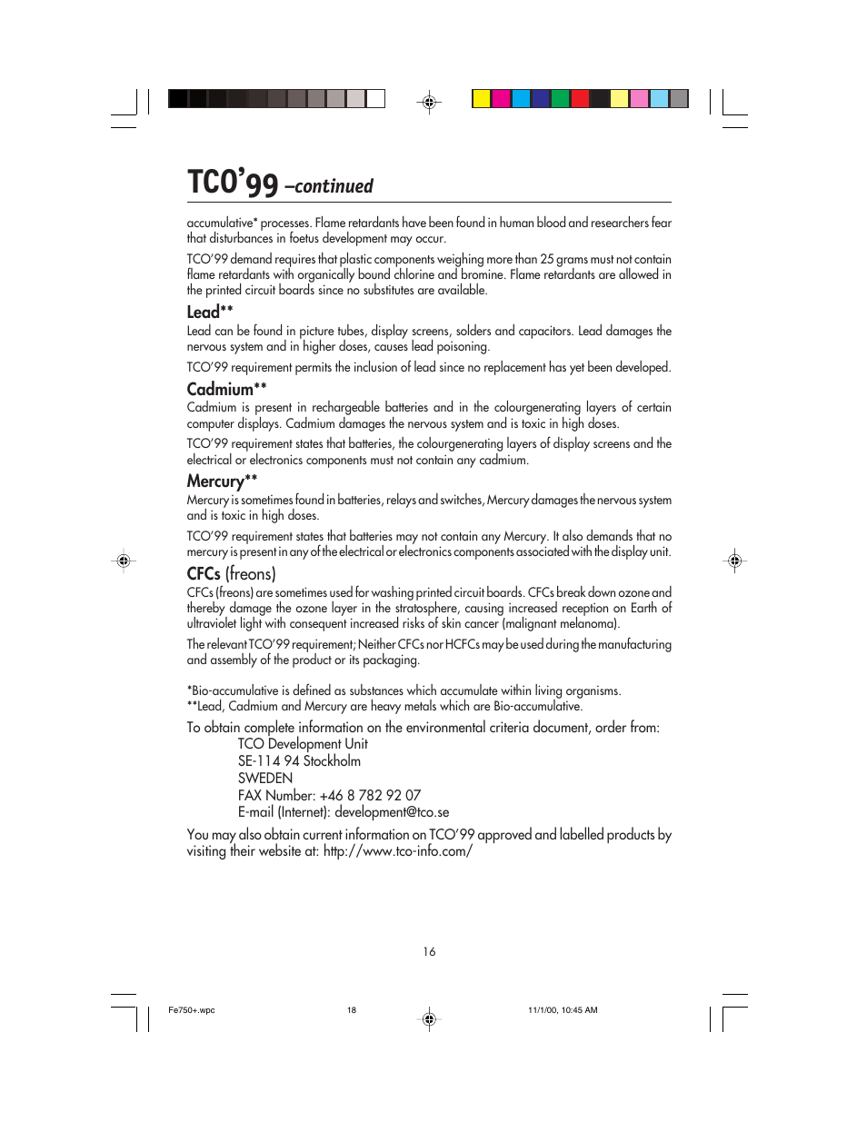 Tco’99, Continued | NEC FE750 Plus User Manual | Page 18 / 60