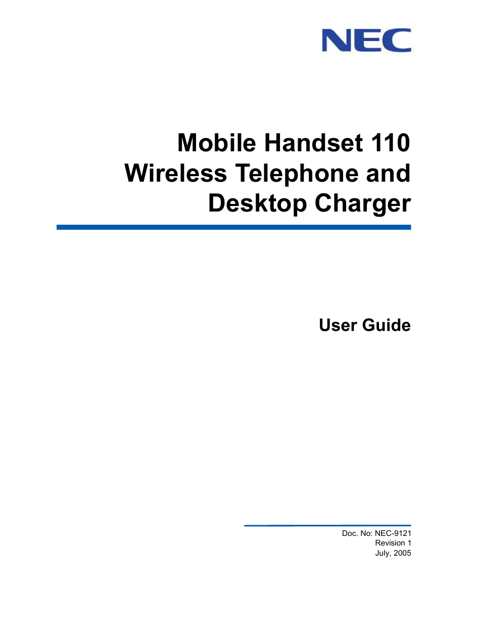 NEC 110 User Manual | 44 pages