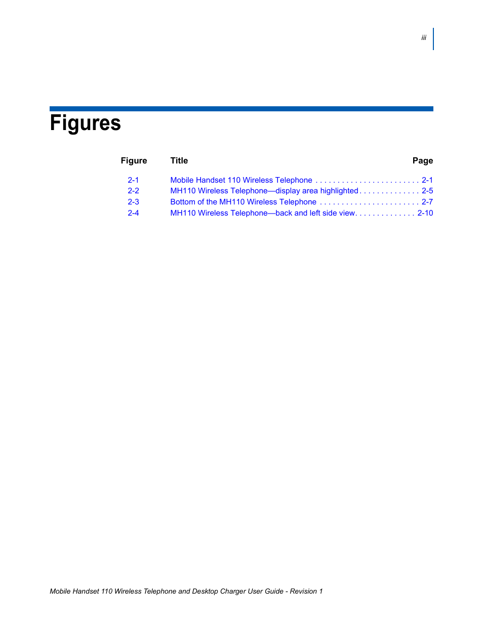 List of figures, Figures | NEC 110 User Manual | Page 17 / 44