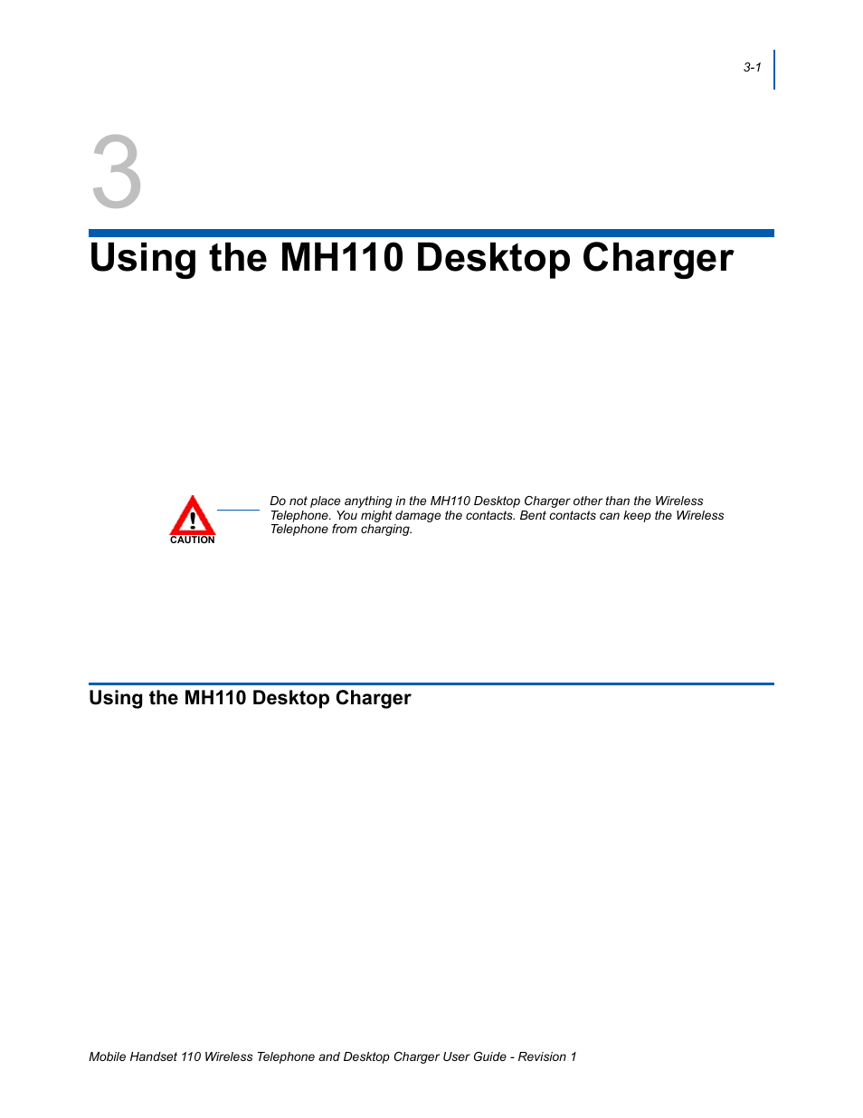 Chapter 3: using the mh110 desktop charger, Using the mh110 desktop charger, Using the mh110 desktop charger -1 | Using the mh110, Desktop charger | NEC 110 User Manual | Page 37 / 44