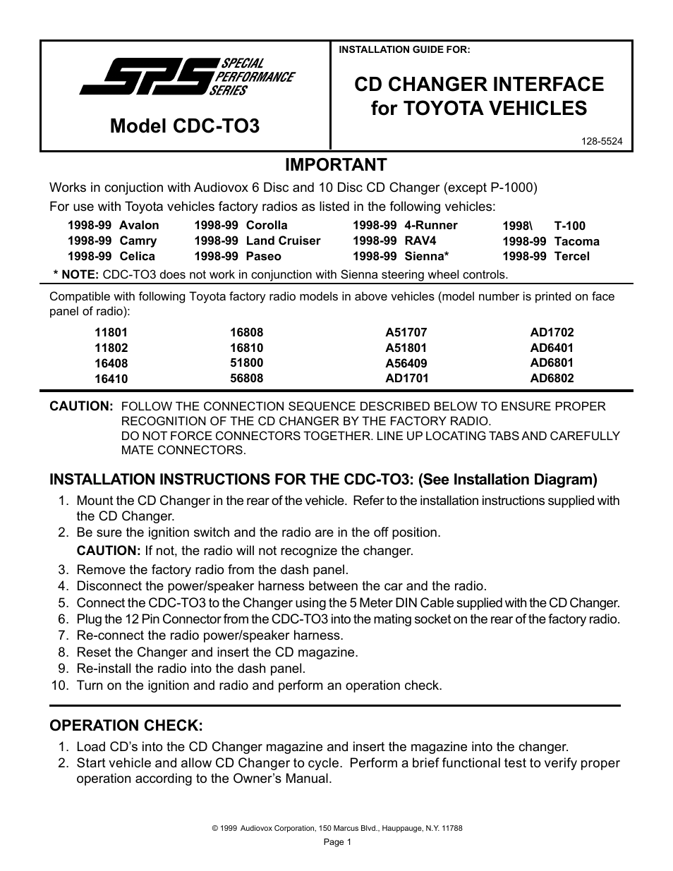 NEC CDC-TO3 User Manual | 2 pages