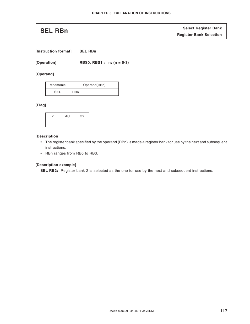 Sel rbn | NEC 78K/0 Series User Manual | Page 117 / 129