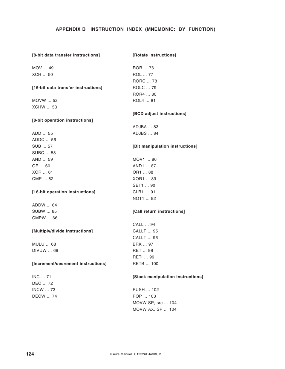 NEC 78K/0 Series User Manual | Page 124 / 129