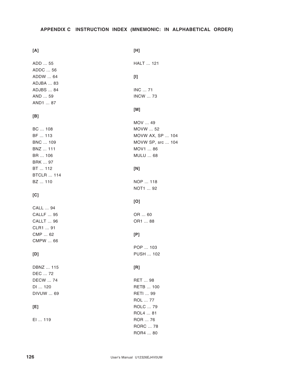 NEC 78K/0 Series User Manual | Page 126 / 129