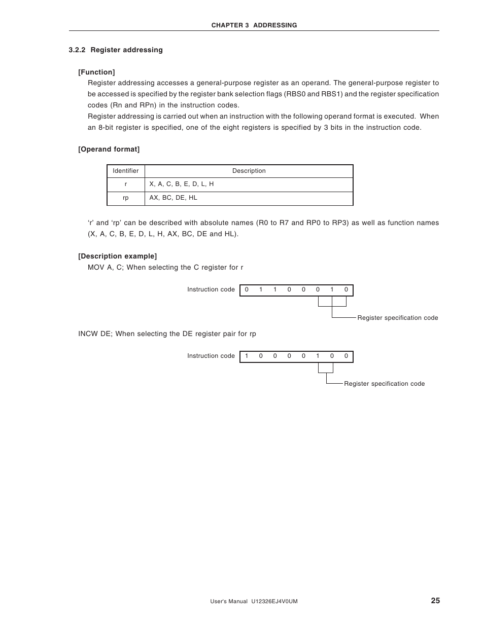 2 register addressing | NEC 78K/0 Series User Manual | Page 25 / 129