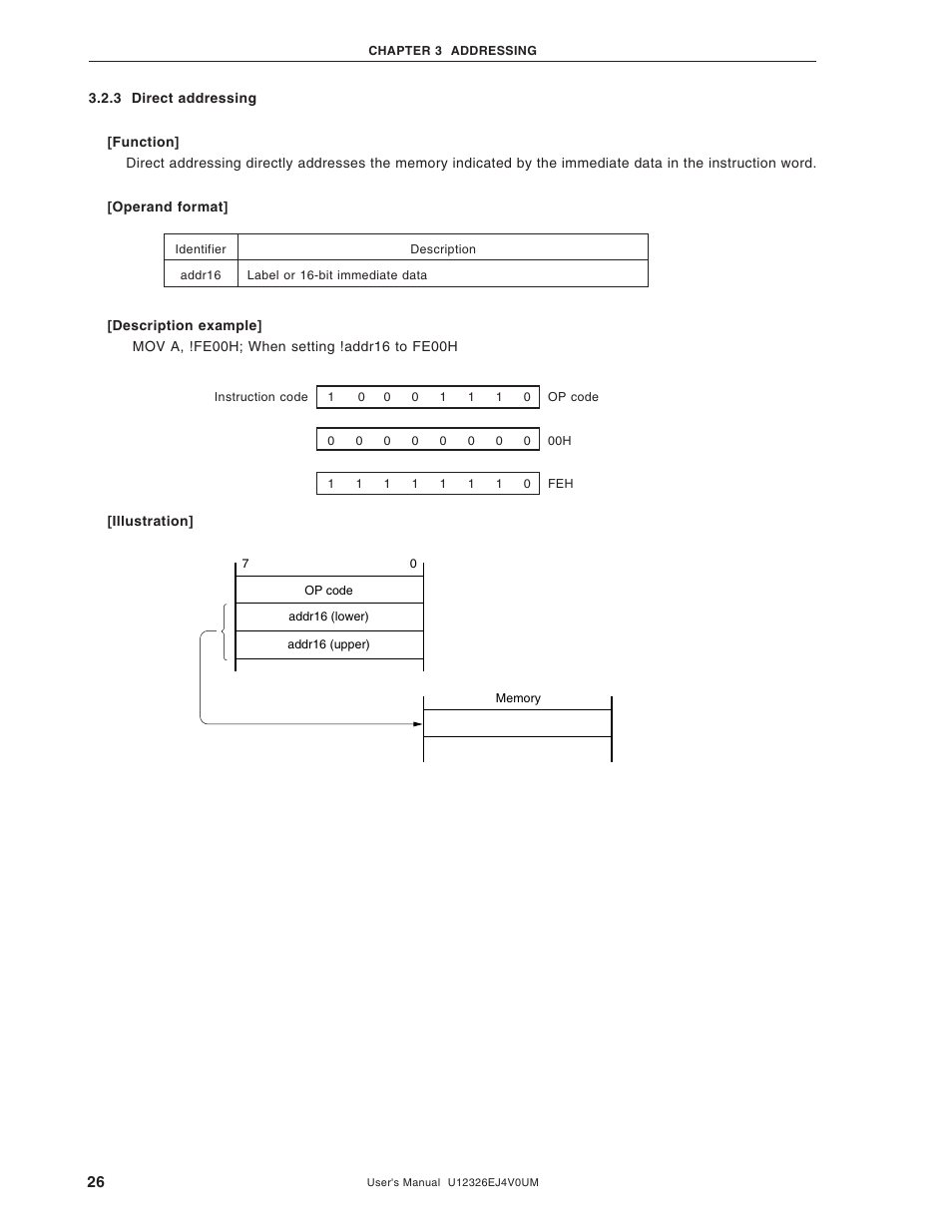 3 direct addressing | NEC 78K/0 Series User Manual | Page 26 / 129