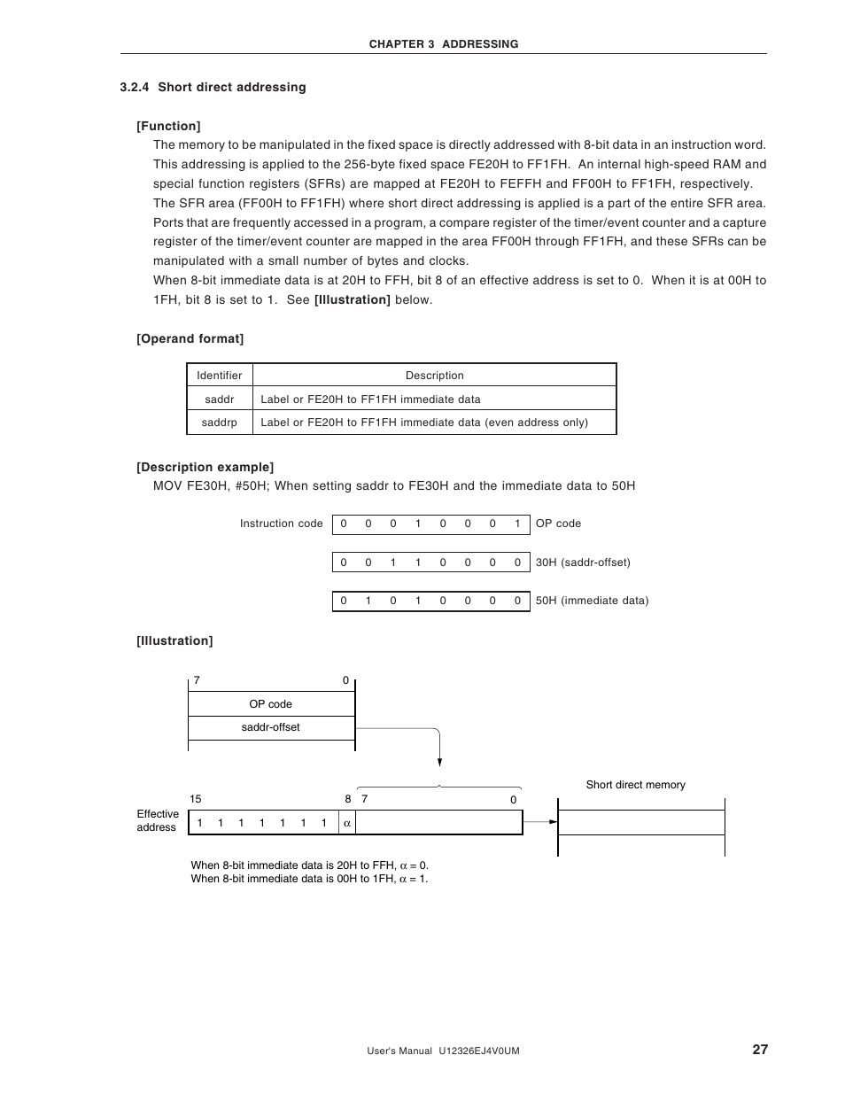 4 short direct addressing | NEC 78K/0 Series User Manual | Page 27 / 129