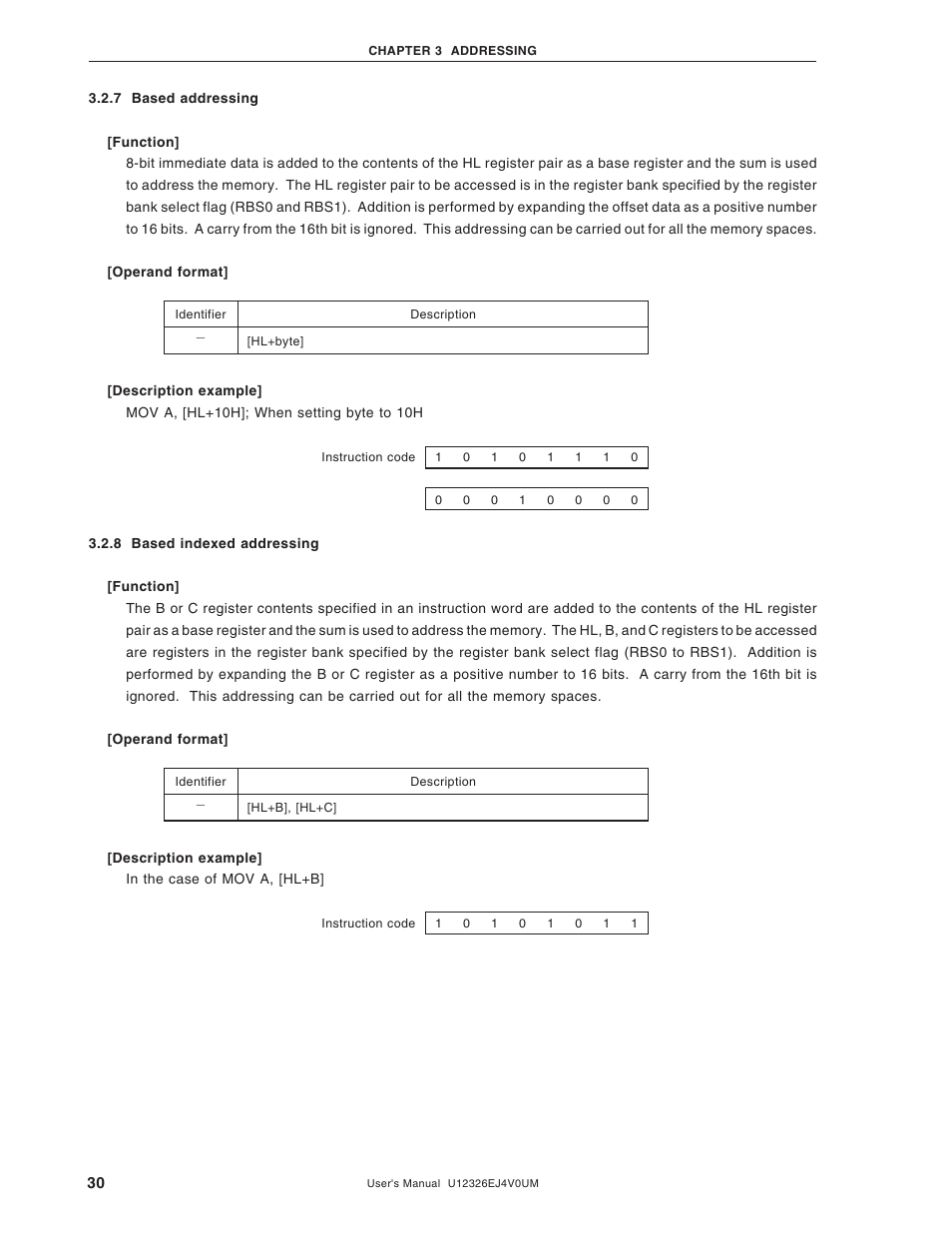 7 based addressing, 8 based indexed addressing | NEC 78K/0 Series User Manual | Page 30 / 129