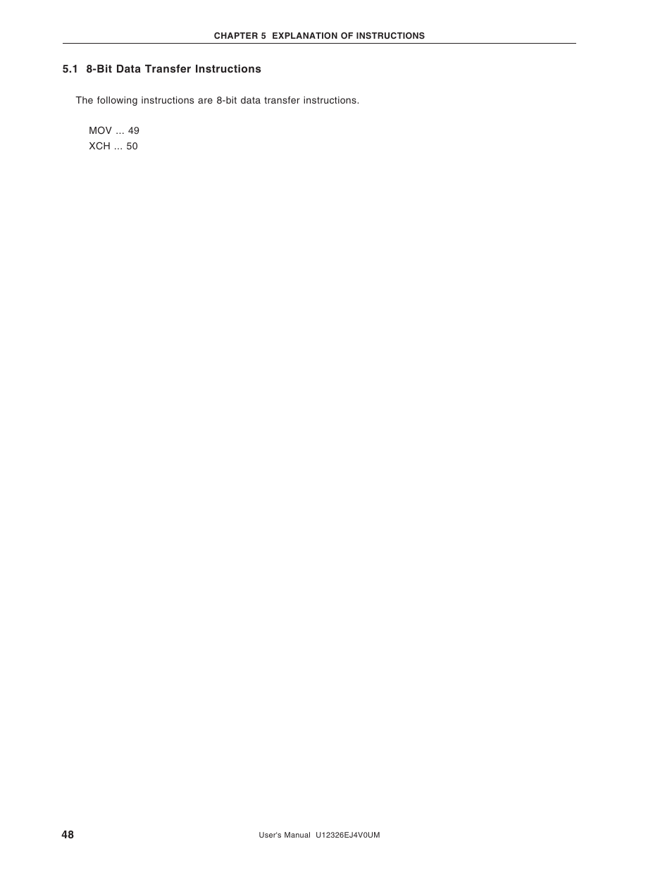 1 8-bit data transfer instructions | NEC 78K/0 Series User Manual | Page 48 / 129