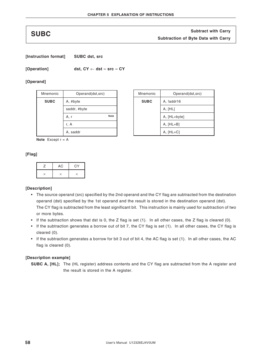 Subc | NEC 78K/0 Series User Manual | Page 58 / 129