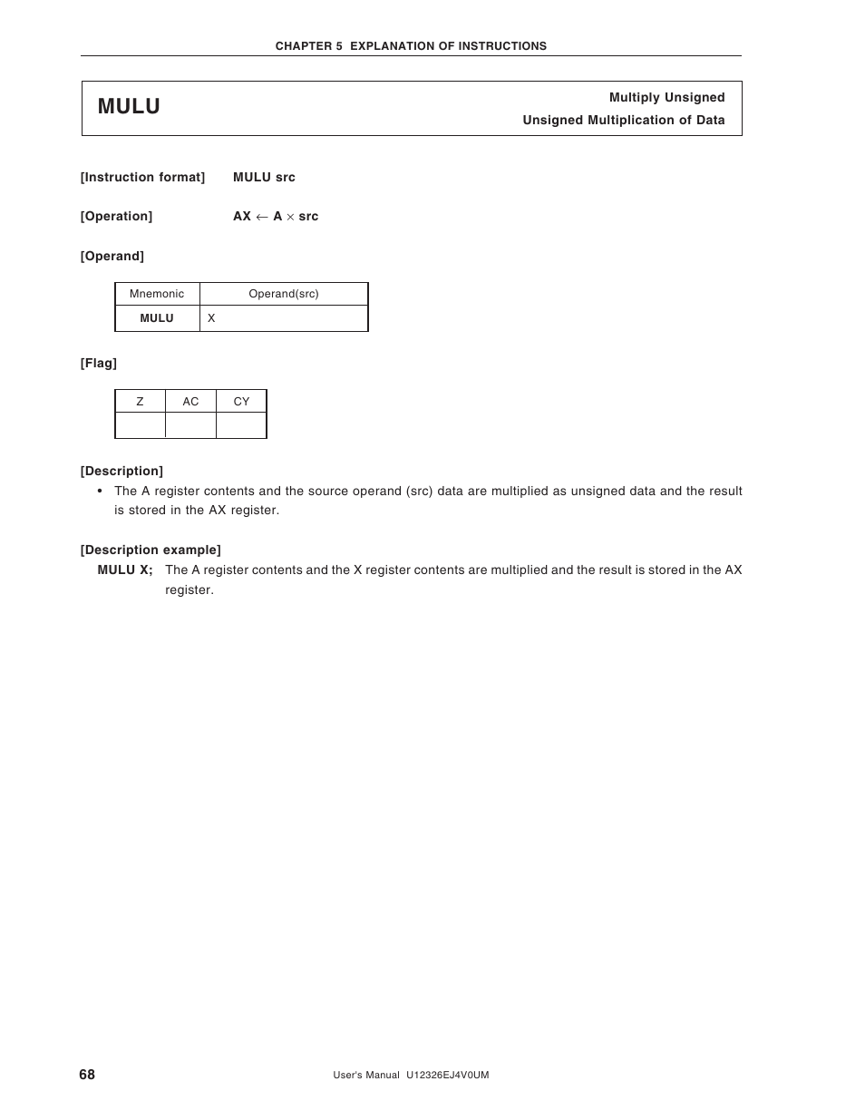 Mulu | NEC 78K/0 Series User Manual | Page 68 / 129