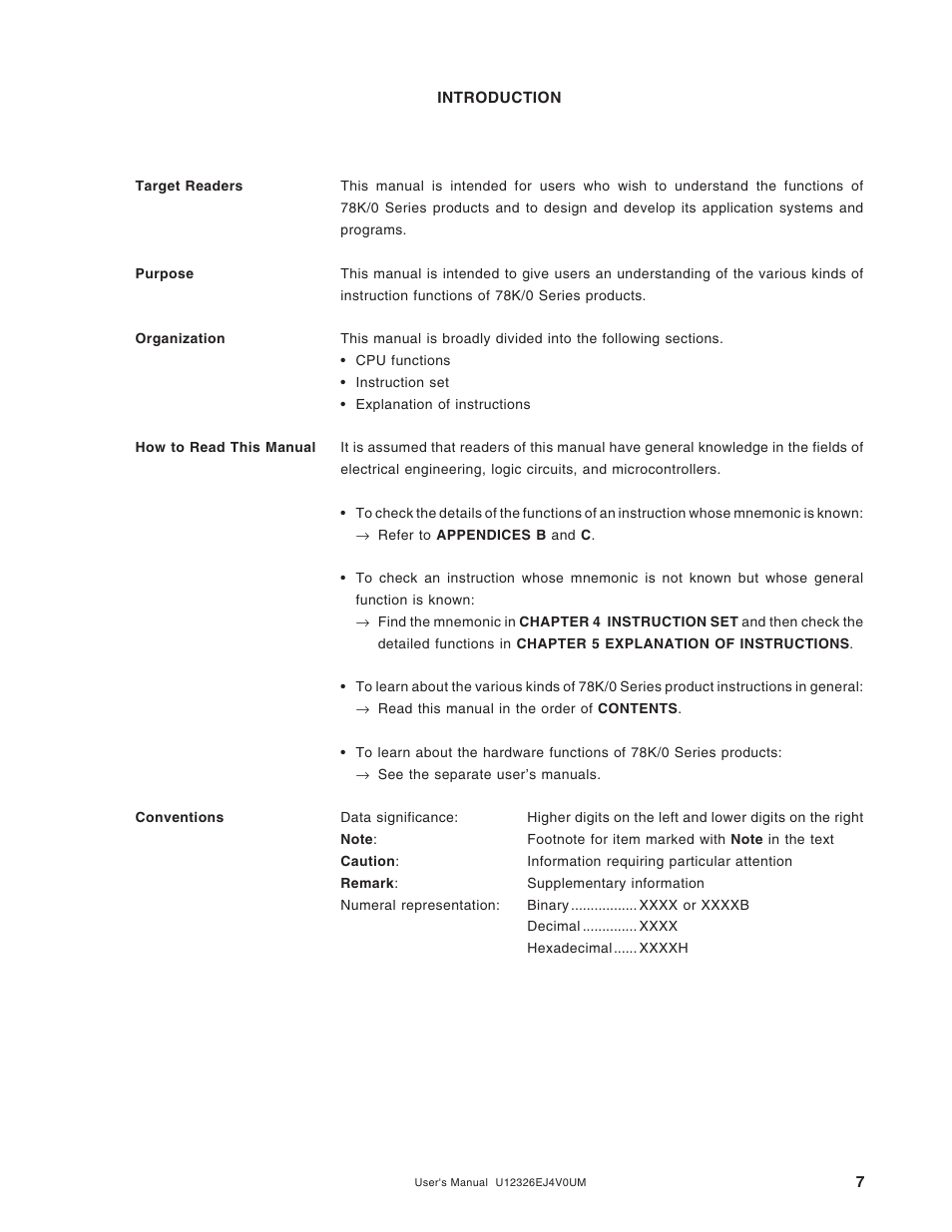 Introduction | NEC 78K/0 Series User Manual | Page 7 / 129