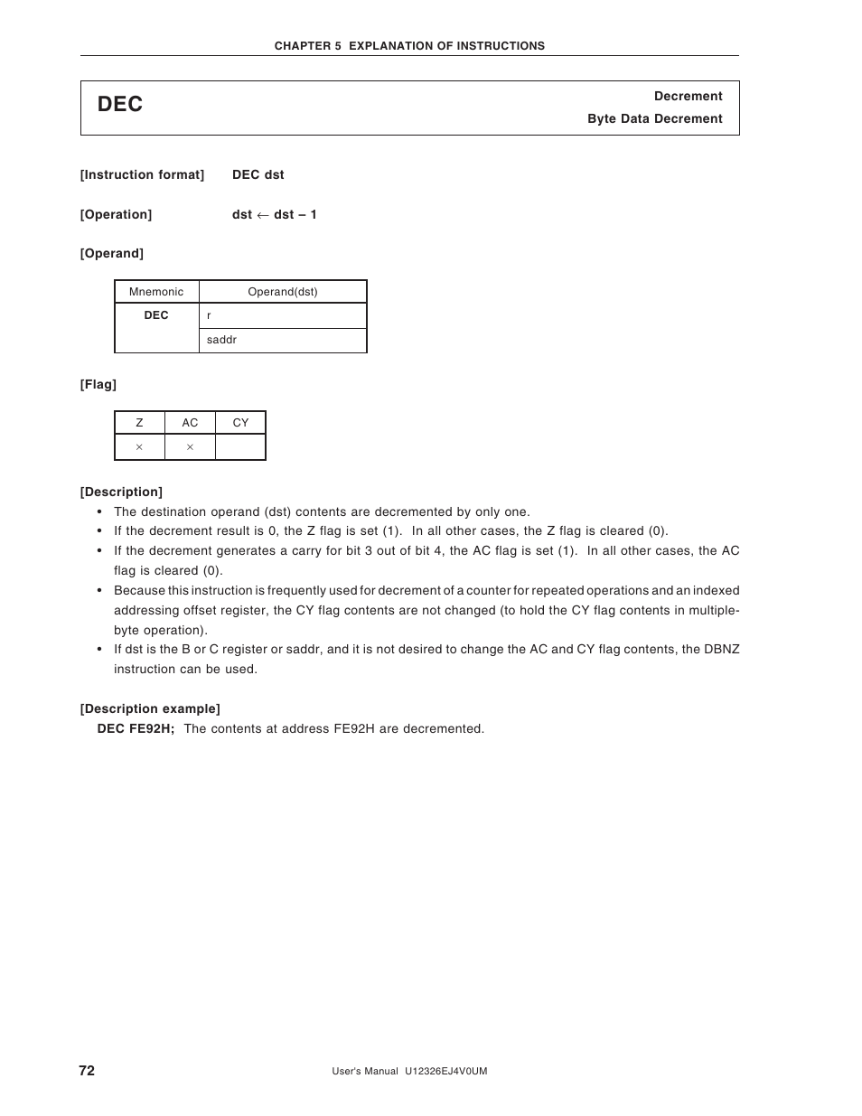 NEC 78K/0 Series User Manual | Page 72 / 129