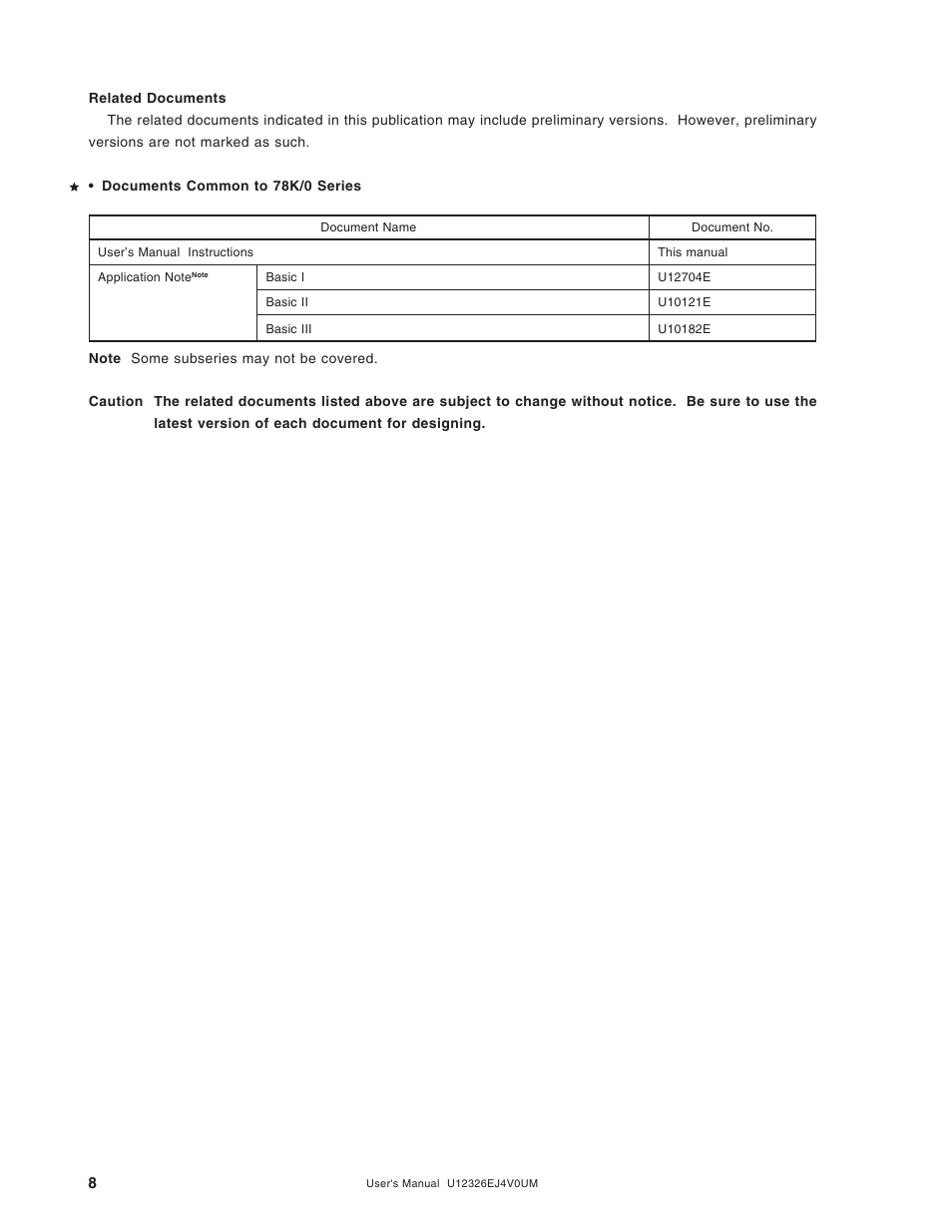 NEC 78K/0 Series User Manual | Page 8 / 129