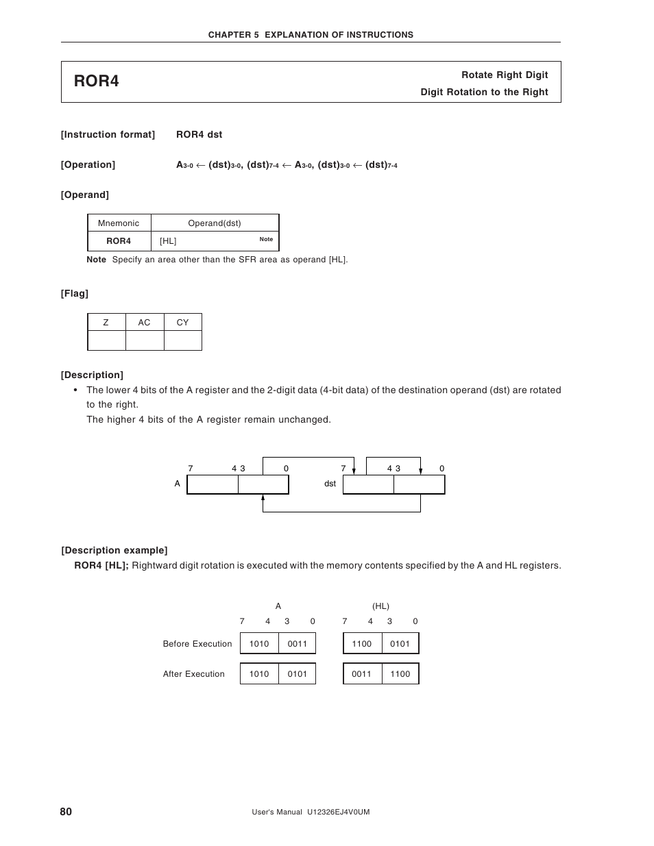 Ror4 | NEC 78K/0 Series User Manual | Page 80 / 129