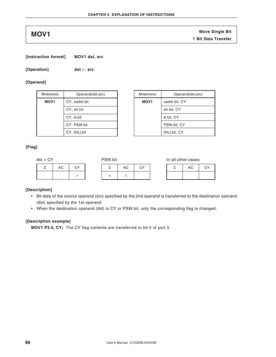 Mov1 | NEC 78K/0 Series User Manual | Page 86 / 129