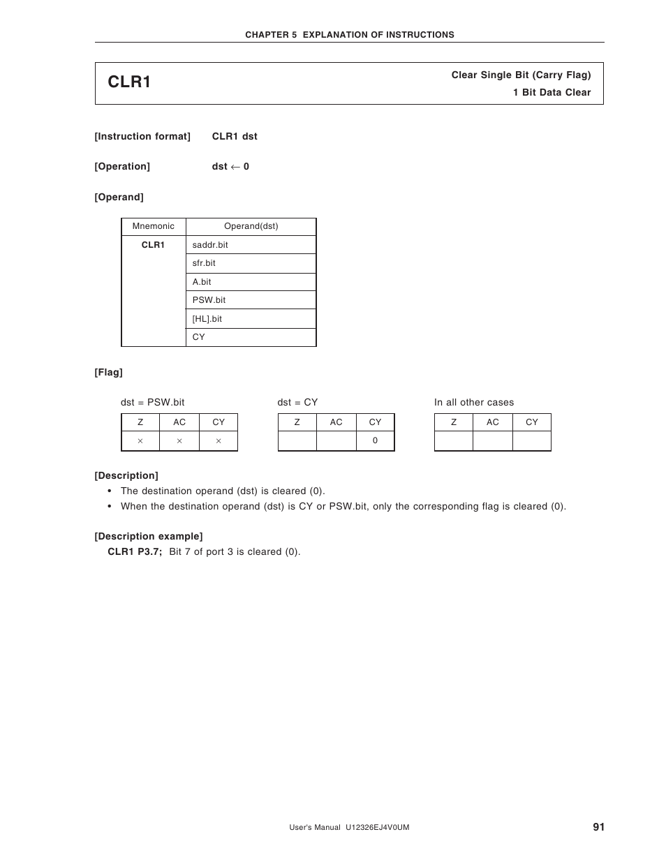 Clr1 | NEC 78K/0 Series User Manual | Page 91 / 129