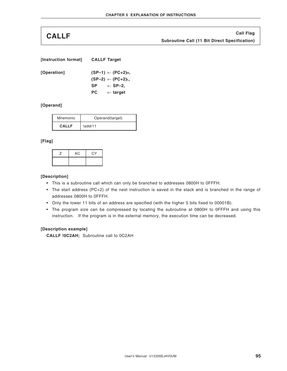 Callf | NEC 78K/0 Series User Manual | Page 95 / 129