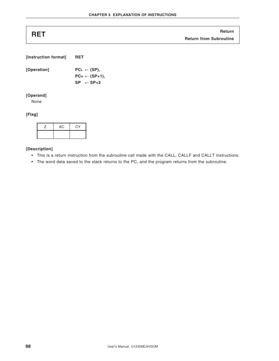 NEC 78K/0 Series User Manual | Page 98 / 129