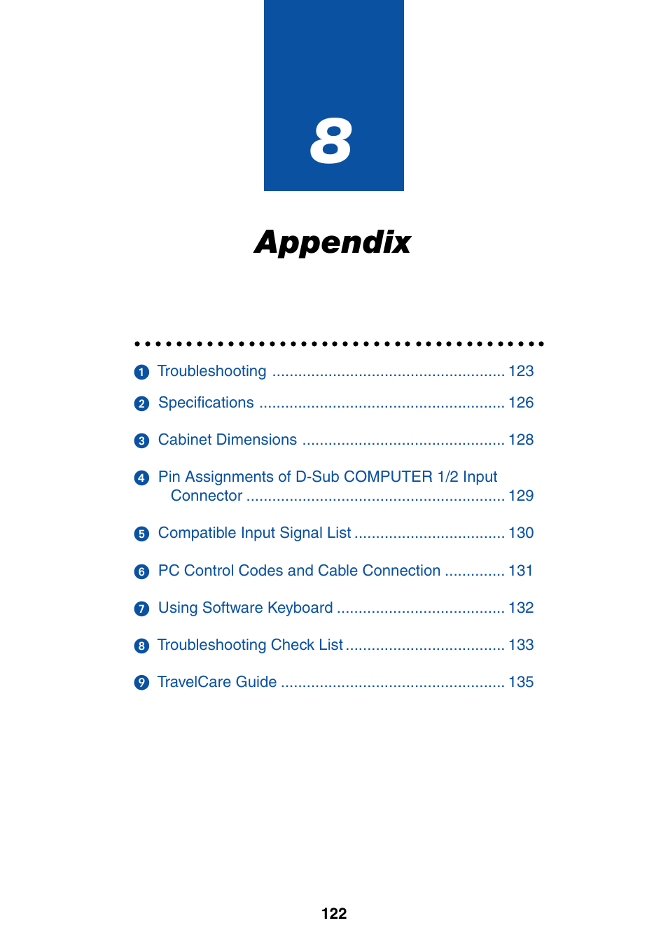 Appendix | NEC LT245 User Manual | Page 129 / 145