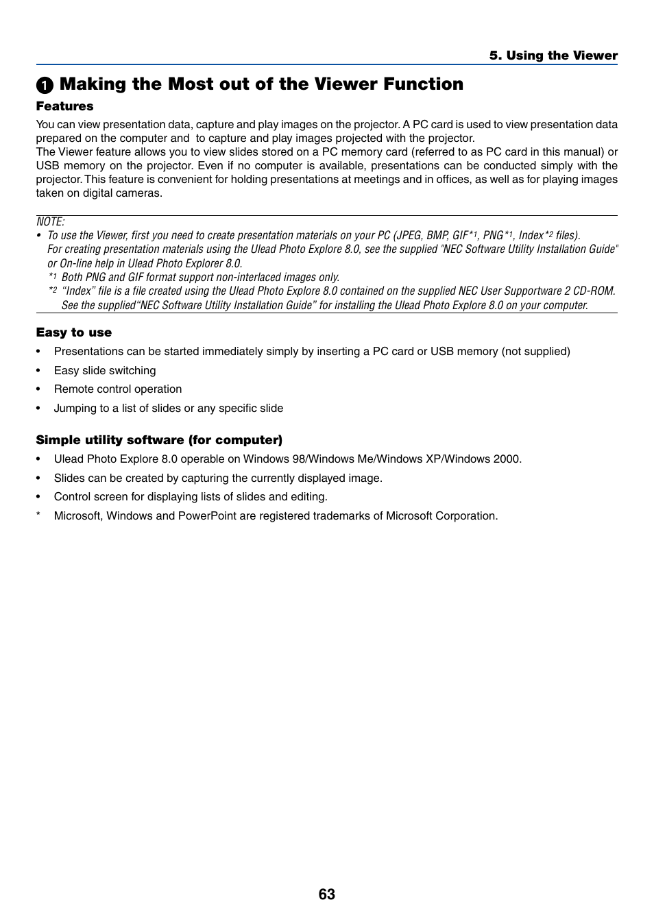 1) making the most out of the viewer function, ᕡ making the most out of the viewer function | NEC LT245 User Manual | Page 70 / 145