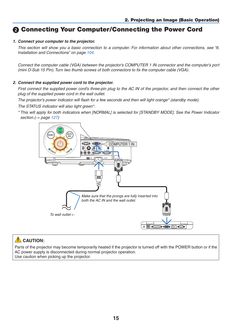 Connecting your computer/connecting the power cord | NEC M350X User Manual | Page 25 / 155