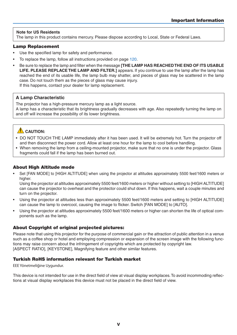 NEC M350X User Manual | Page 7 / 155