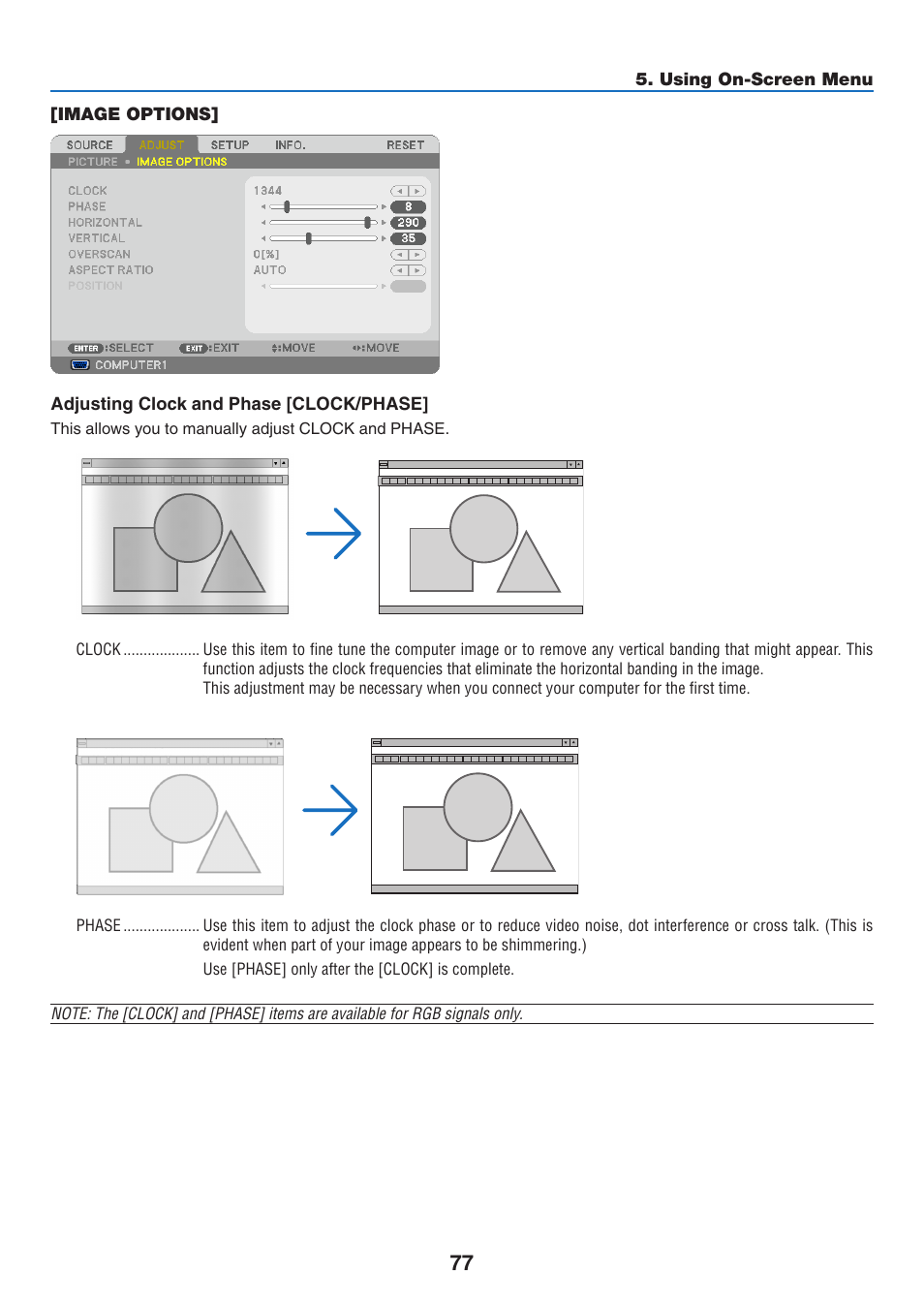 Image options | NEC M350X User Manual | Page 87 / 155