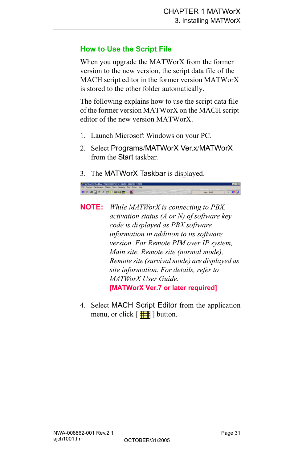 How to use the script file, How to use the, Script file | NEC MATWORX NWA-008862-001 User Manual | Page 37 / 66