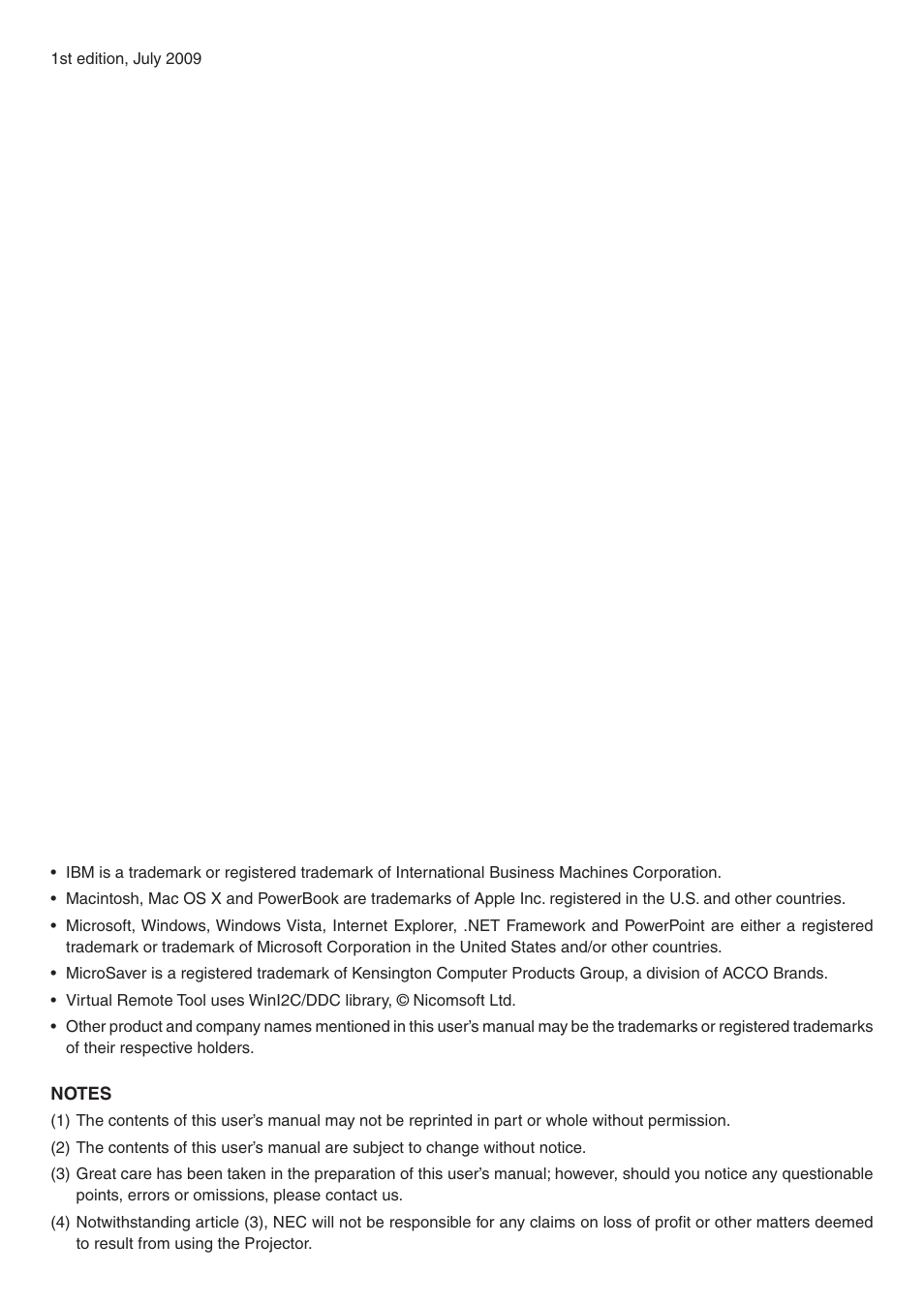 NEC NP410 User Manual | Page 2 / 114