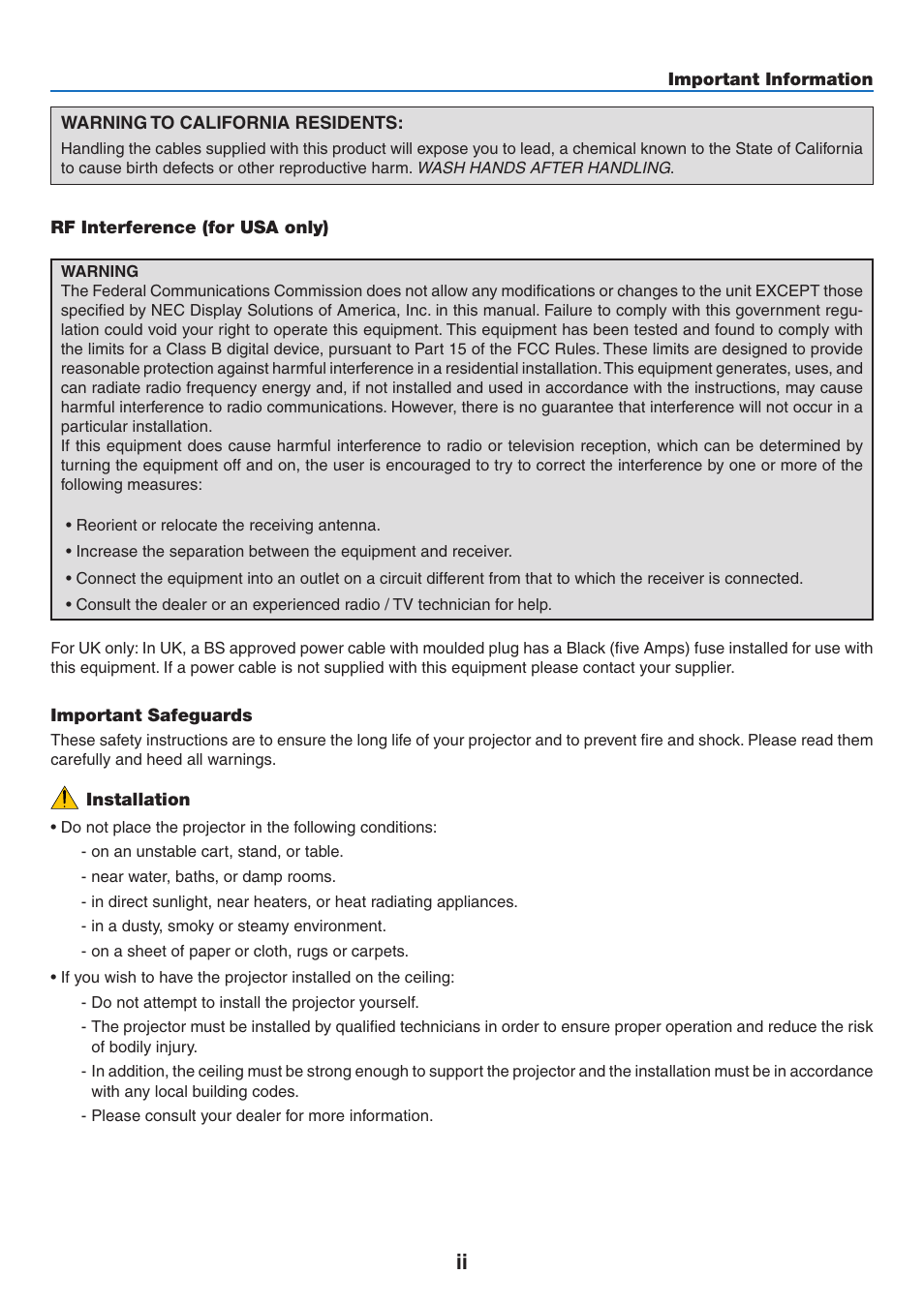 NEC NP410 User Manual | Page 4 / 114