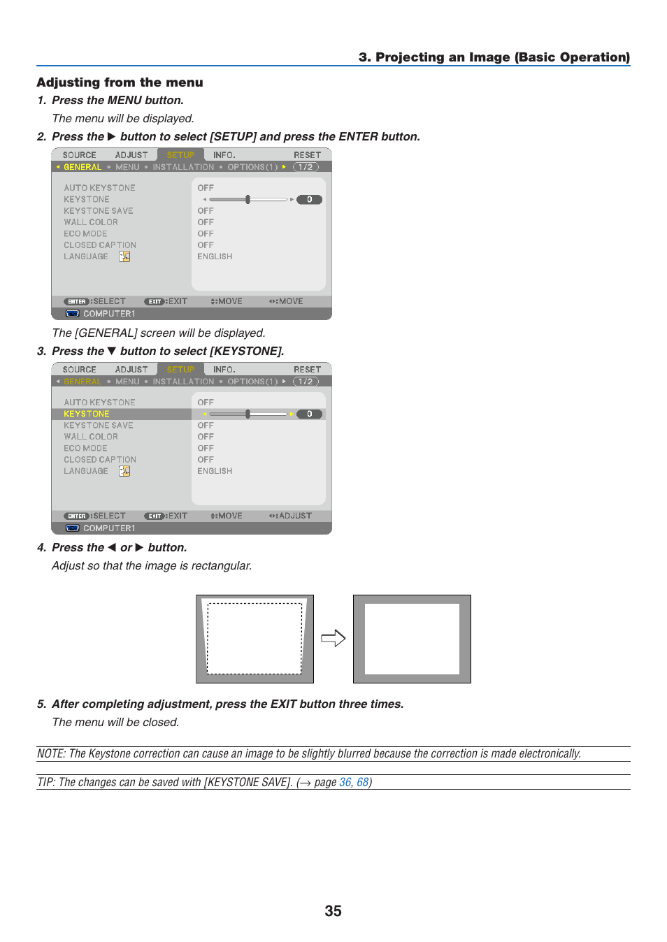 Adjusting from the menu | NEC NP410 User Manual | Page 44 / 114