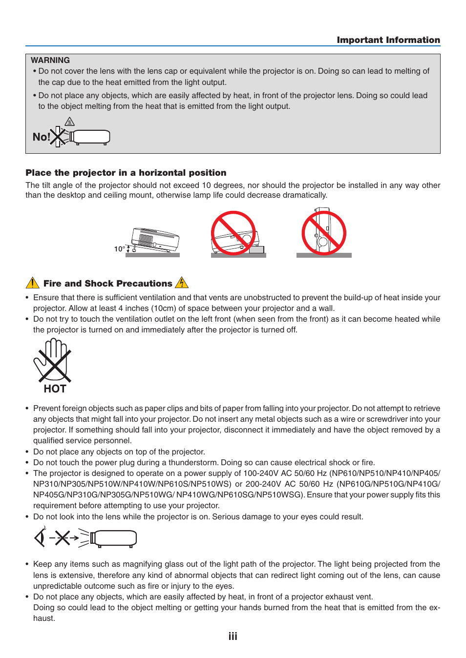 NEC NP410 User Manual | Page 5 / 114